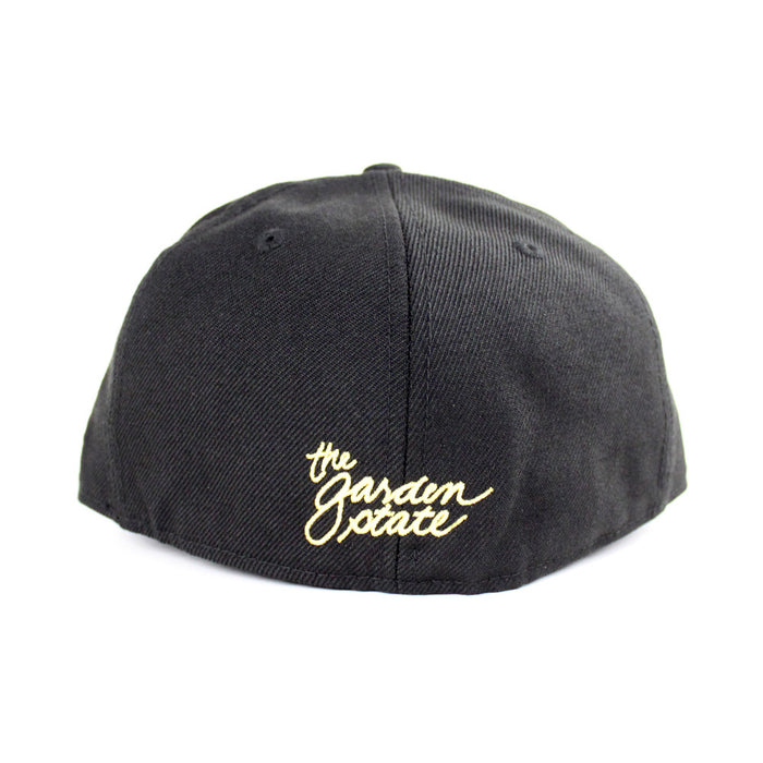 NJ Script New Era 59Fifty Fitted Hat (Black Yellow Pirates color Way Gray Under Brim)