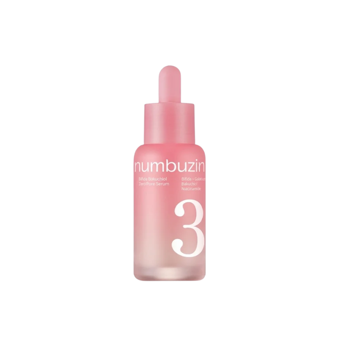 NUMBUZIN No.3 Bifida Bakuchiol Zero Pore Serum is a lightweight pore-refining serum made to hydrate, smooth uneven texture, and improve the look of enlarged pores. Formulated with Bifida Ferment Lysate, Galactomyces Ferment Filtrate, Niacinamide, Bakuchiol, Kojic Acid, Squalane, Sodium Hyaluronate, Panthenol, Adenosine, Allantoin, and Lactobacillus Ferment Lysate, it helps support a smoother, brighter, and more balanced-looking complexion. Bakuchiol helps refine skin texture as a gentle retinol