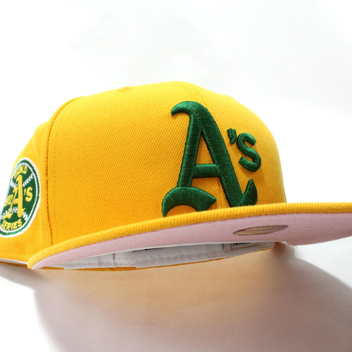 Oakland Athletics 1972 World Series New Era 59Fifty Fitted Hat (Gold Pink Under Brim)