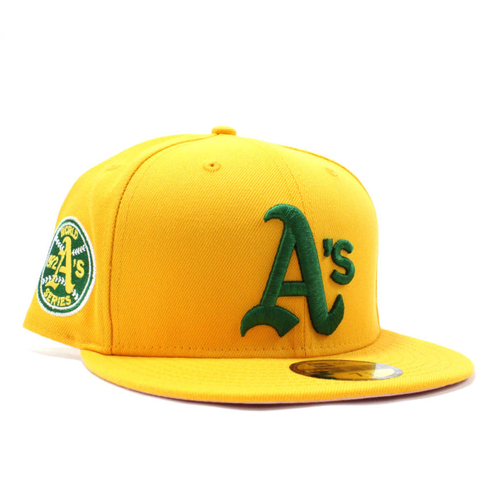 Oakland Athletics 1972 World Series New Era 59Fifty Fitted Hat (Gold Pink Under Brim)