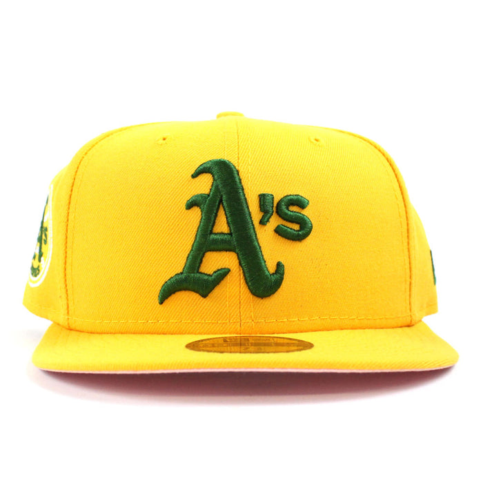 Oakland Athletics 1973 World Series New Era 59Fifty Fitted Hat (Gold Pink Under Brim)