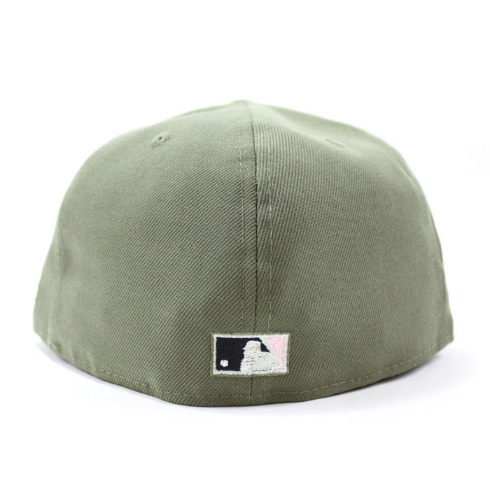 Oakland Athletics 1989 BATTLE OF THE BAY World Series New Era 59Fifty Fitted Hat (Olive Pink Under Brim)