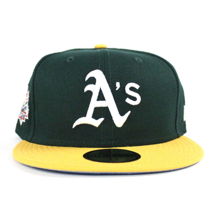 Oakland Athletics 1989 World Series BATTLE OF THE BAY New Era 59Fifty Fitted Hat (Dark Green Blue Under Brim)
