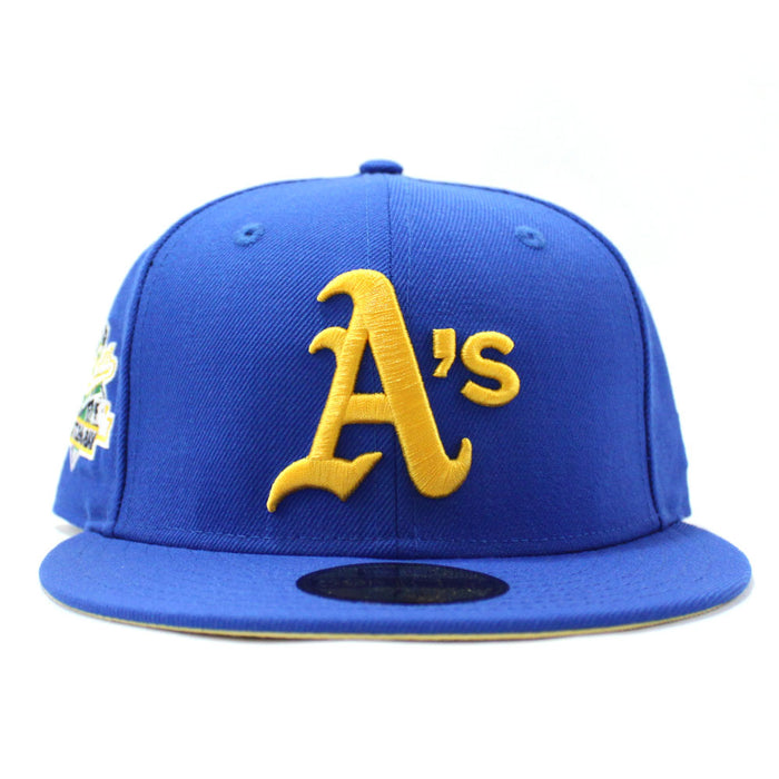 Oakland Athletics 1989 World Series Battle of The Bay New Era 59Fifty Fitted Hat (Blue Light Yellow Under Brim)