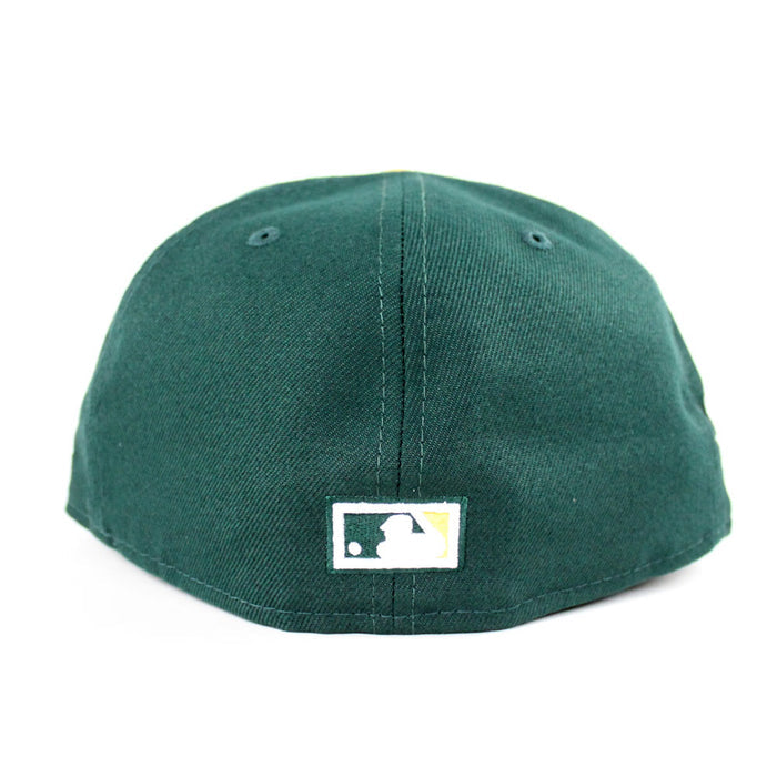 Oakland Athletics 1989 World Series BATTLE OF THE BAY New Era 59Fifty Fitted Hat (Dark Green Blue Under Brim)