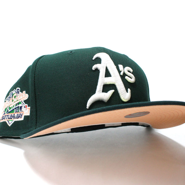 Oakland Athletics 1989 World Series New Era 59Fifty Fitted Hat (Green & Peach Under Brim)