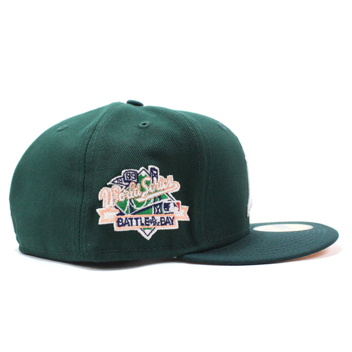 Oakland Athletics 1989 World Series New Era 59Fifty Fitted Hat (Green & Peach Under Brim)