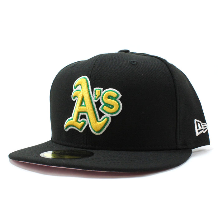 Oakland Athletics New Era 59Fifty Fitted Hat (BLACK Pink Under Brim)