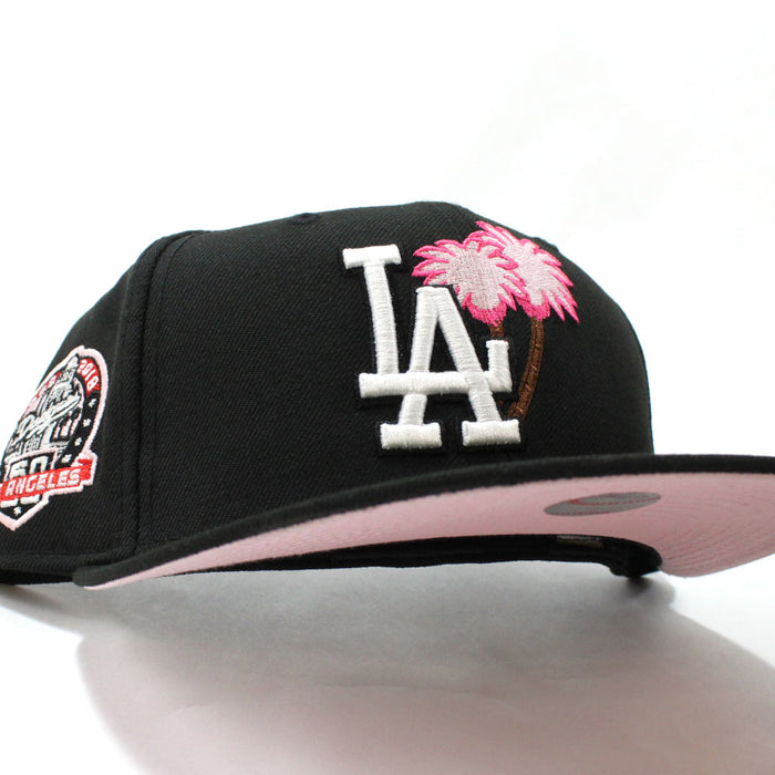 Palm Tree Los Angeles Dodgers 60th Anniversary New Era 59Fifty Fitted Hat (Black Pink Under Brim)
