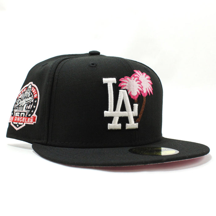 Palm Tree Los Angeles Dodgers 60th Anniversary New Era 59Fifty Fitted Hat (Black Pink Under Brim)