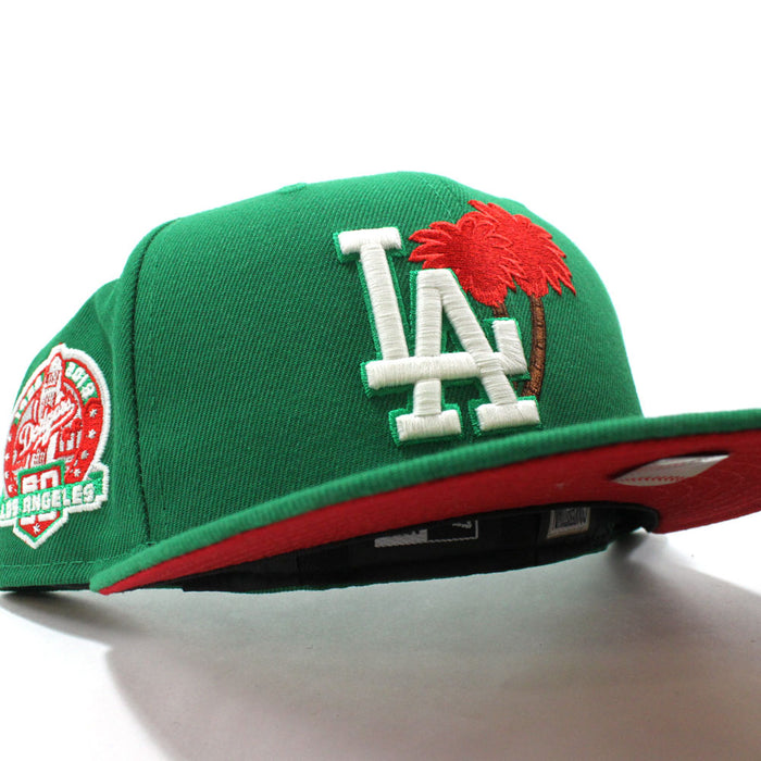 Palm Tree Los Angeles Dodgers 60th Anniversary New Era 59Fifty Fitted Hat (Green Red Under Brim)