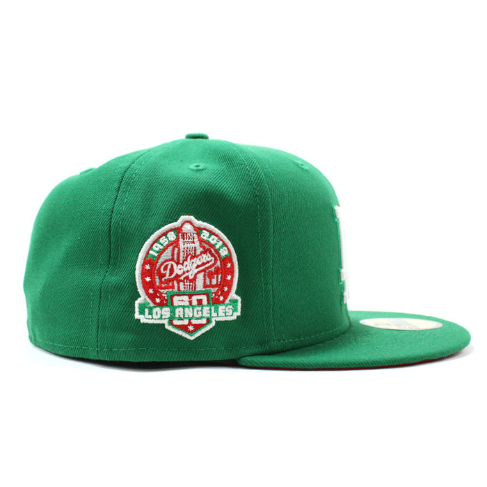 Palm Tree Los Angeles Dodgers 60th Anniversary New Era 59Fifty Fitted Hat (Green Red Under Brim)