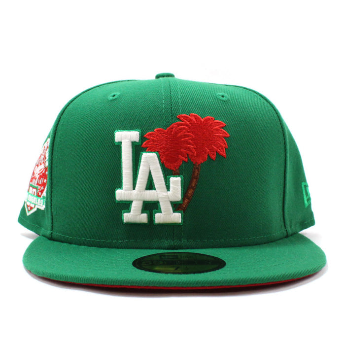 Palm Tree Los Angeles Dodgers 60th Anniversary New Era 59Fifty Fitted Hat (Green Red Under Brim)