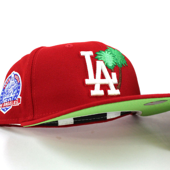 Palm Tree Los Angeles Dodgers 60th Anniversary New Era 59Fifty Fitted Hat (Red Glow in the Dark Green Under Brim)