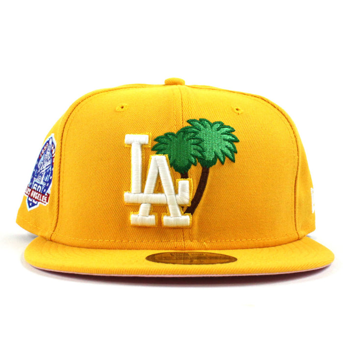 Palm Tree Los Angeles Dodgers 60th Anniversary New Era 59Fifty Fitted Hat (Yellow Glow in the Dark Pink Under Brim)