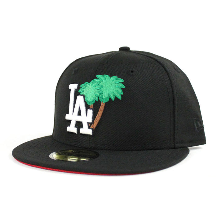Palm Tree Los Angeles Dodgers New Era 59Fifty Fitted Hat (Black Red Under Brim)