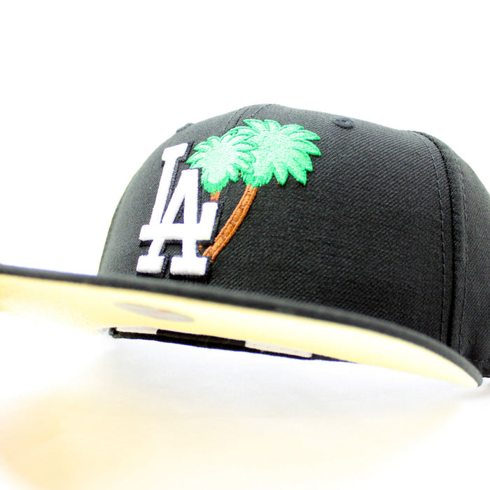 Palm Tree Los Angeles Dodgers New Era 59Fifty Fitted Hat (Black Yellow Under Brim)