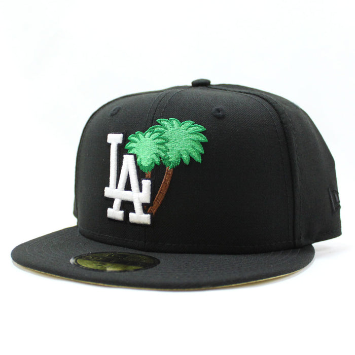 Palm Tree Los Angeles Dodgers New Era 59Fifty Fitted Hat (Black Yellow Under Brim)