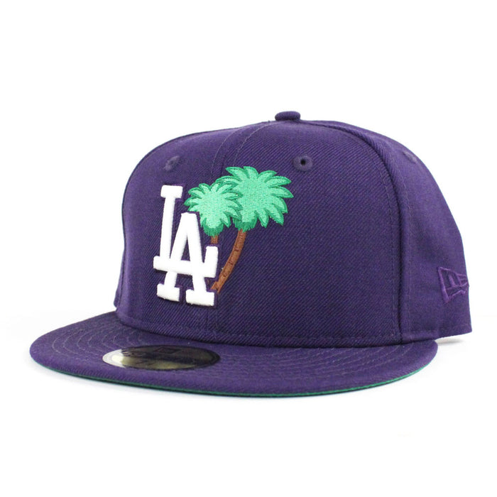 Palm Tree Los Angeles Dodgers New Era 59Fifty Fitted Hat (Purple Green Under Brim)