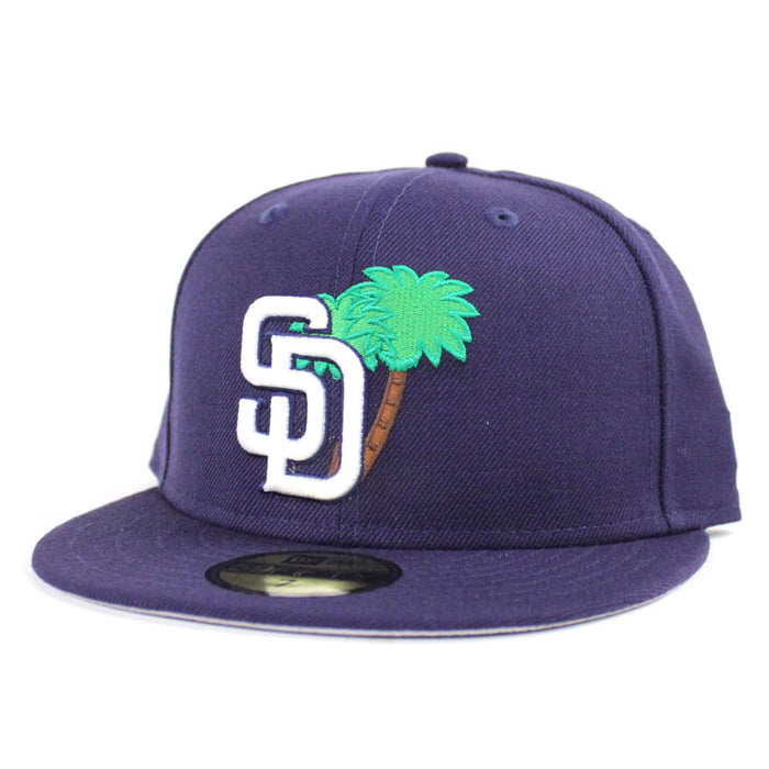 Palm Tree San Diego Padres 59Fifty New Era Fitted Hat (Navy Gray Under Brim)
