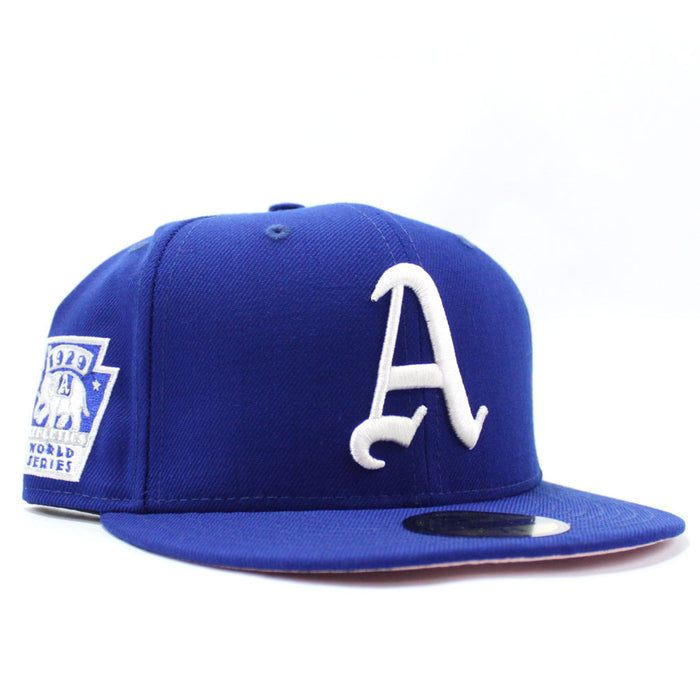 Philadelphia Athletics 1929 World Series 59Fifty New Era Fitted Hat (Blue PINK Under Brim)