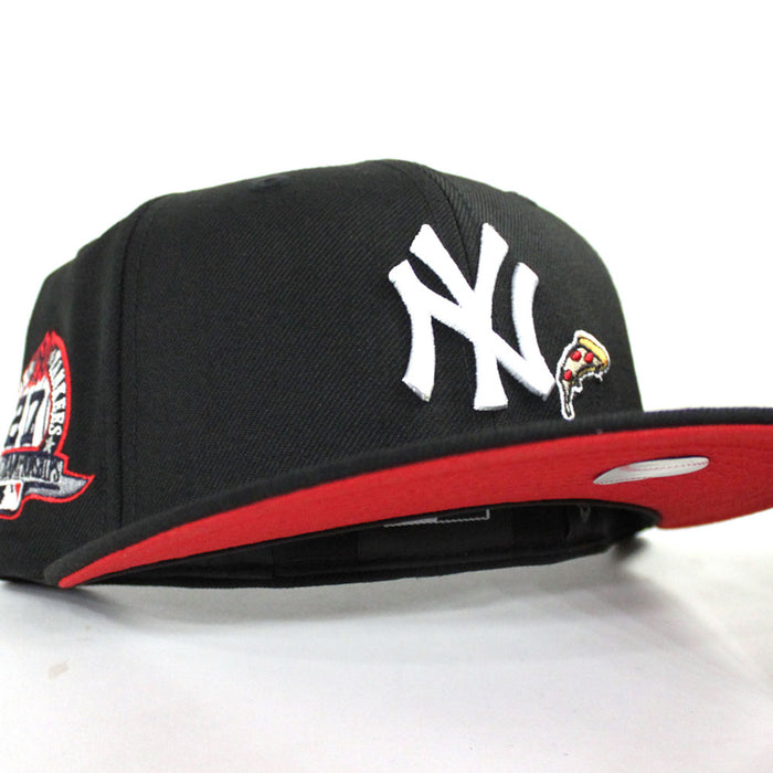 PIZZA New York Yankees 27 World Championships New Era 59Fifty Fitted Hat (BLACK Red Under Brim)