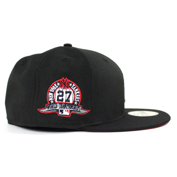 PIZZA New York Yankees 27 World Championships New Era 59Fifty Fitted Hat (BLACK Red Under Brim)