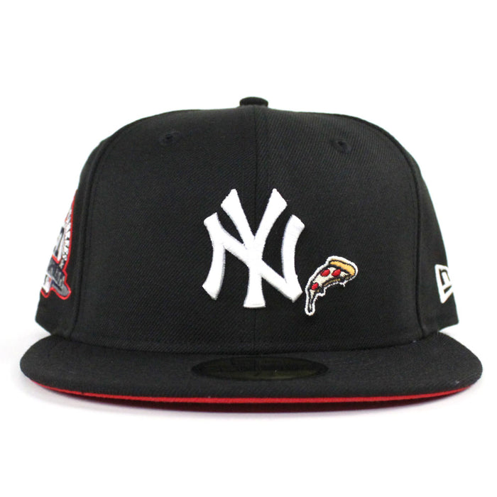 PIZZA New York Yankees 27 World Championships New Era 59Fifty Fitted Hat (BLACK Red Under Brim)