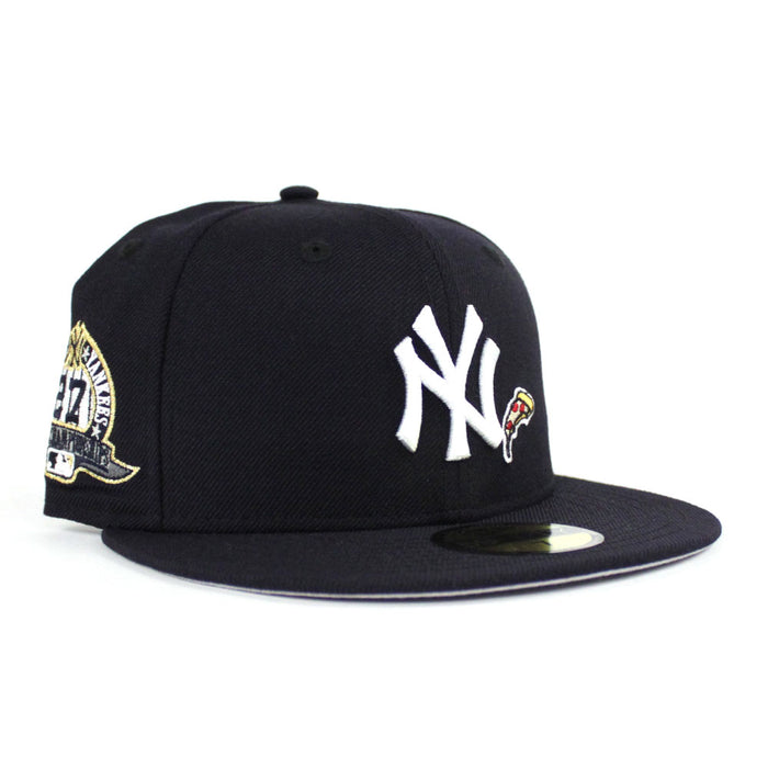 PIZZA New York Yankees 27 World Championships New Era 59Fifty Fitted Hat (Navy Gray Under Brim)