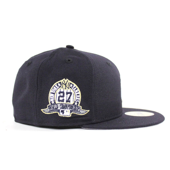 PIZZA New York Yankees 27 World Championships New Era 59Fifty Fitted Hat (Navy Gray Under Brim)