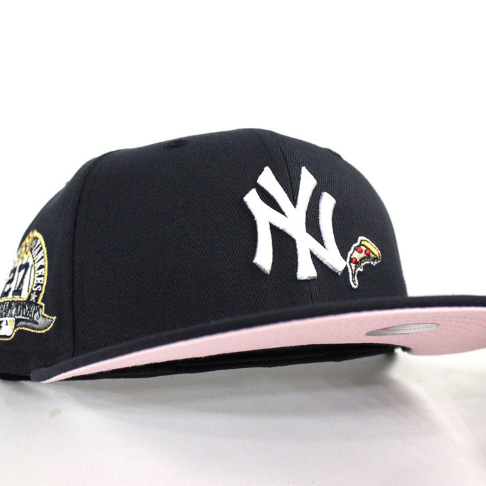 PIZZA New York Yankees 27 World Championships New Era 59Fifty Fitted Hat (Navy Pink Under Brim)