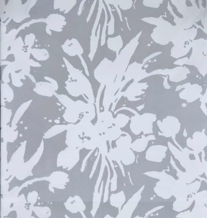 Quadrille Fabric: Tulips Background - Custom Gray on White Trevira (HOTEL QUALITY)