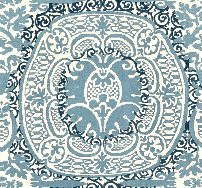 Quadrille Fabric: Veneto - Custom Denim Blue / Dark Blue on White Suncloth (OUTDOOR)