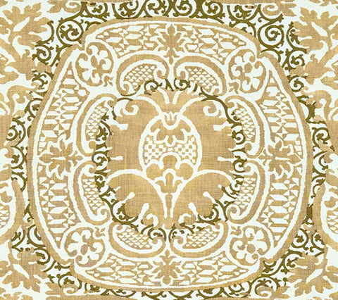 Quadrille Fabric: Veneto - Custom Metallic Gold on Tinted 100% Linen