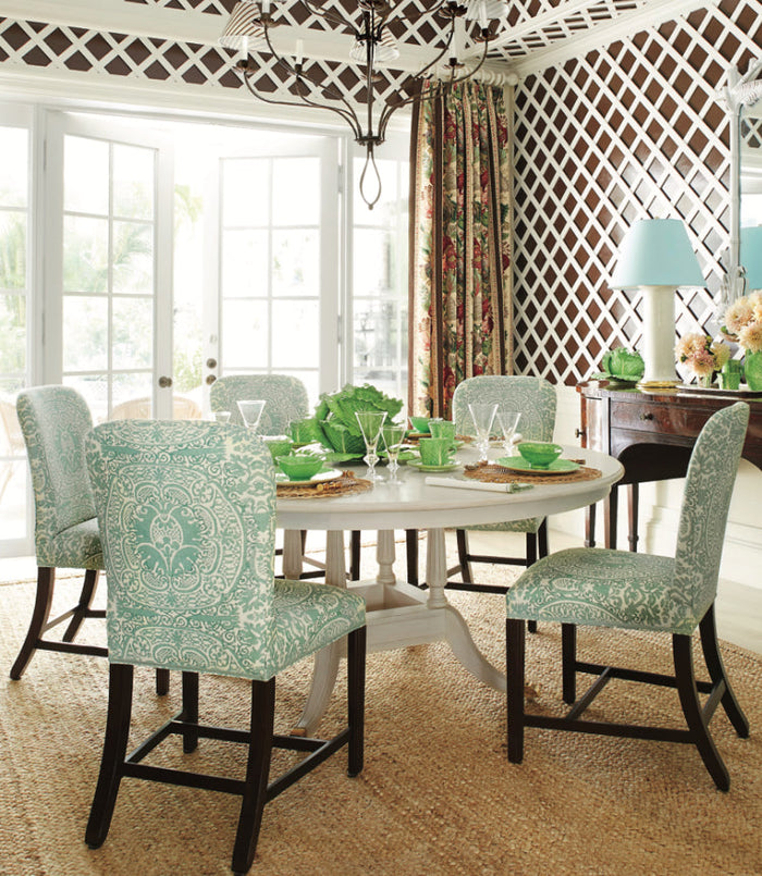 Quadrille Fabric: Veneto - Custom Soft Windsor Blue on Cream Suncloth (OUTDOOR)