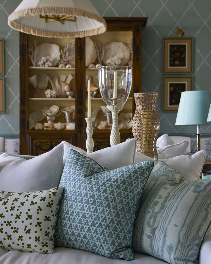 Quadrille Fabric: Volpi - Custom Soft Windsor Blue on White Suncloth (OUTDOOR)