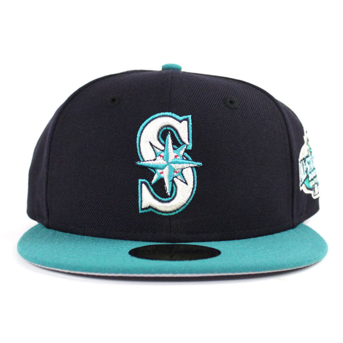 Seattle Mariners 2001 All Star Game New Era 59Fifty Fitted Hat (Navy Aqua Gray Under Brim)