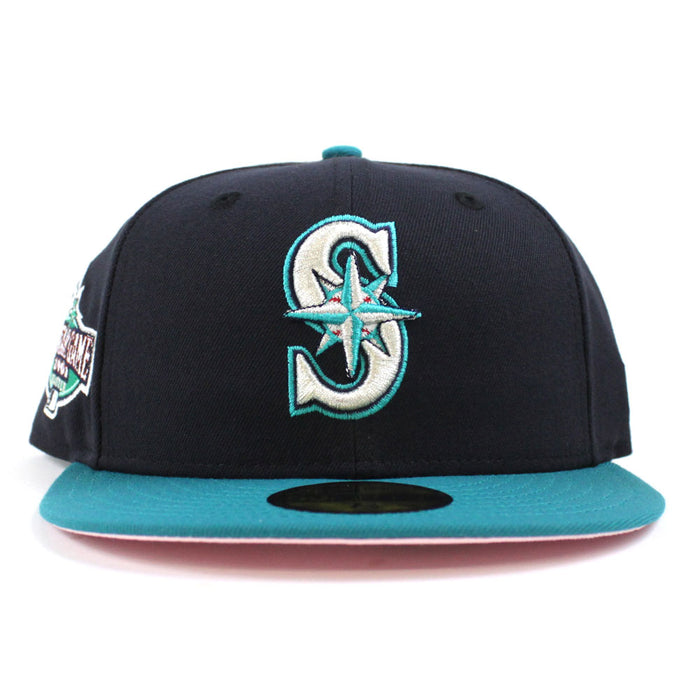 Seattle Mariners 2001 All Star Game New Era 59Fifty Fitted Hat (Navy Aqua PINK Under Brim)