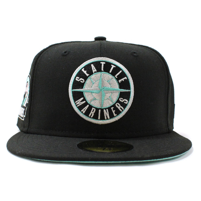 Seattle Mariners 30th anniversary New Era 59Fifty Fitted Hat (Black Aqua Under Brim)