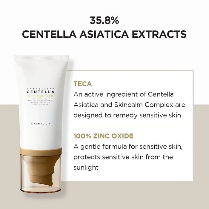 [SKIN1004] Madagascar Centella Air-Fit Suncream Light SPF 30 PA++++ 50ml - Ballagrio