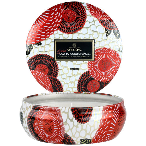 Spiced Goji Tarocco Orange Seasonal 3 Wick Tin Candle