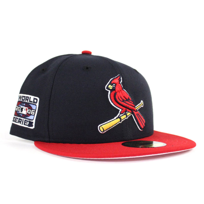 St Louis Cardinals 2006 World Series New Era 59Fifty Fitted Hat (Navy Red PINK Under Brim)