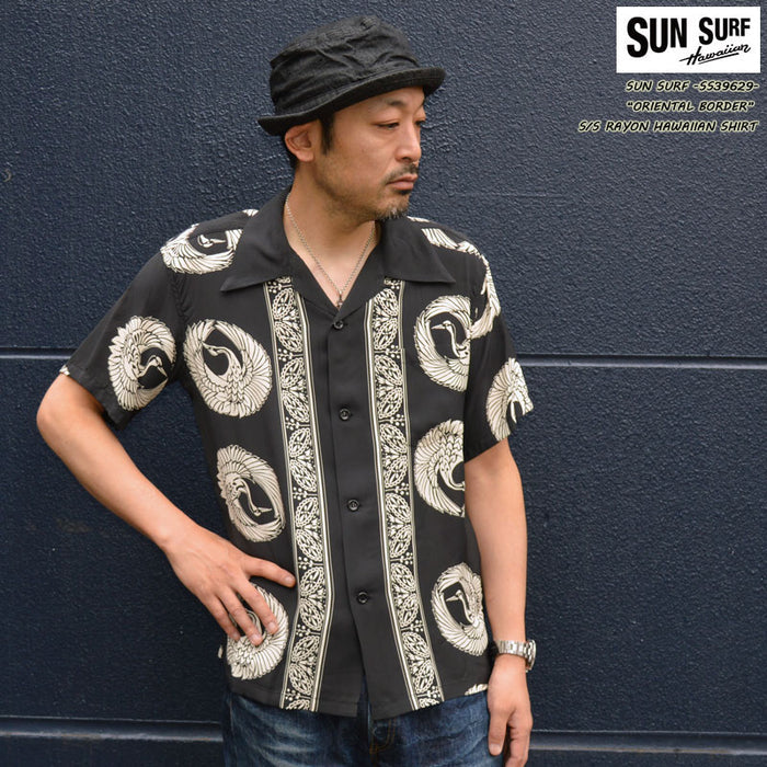 SUN SURF "SS39629" S/S Rayon Hawaiian Shirt “ORIENTAL BORDER