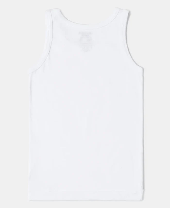 Super Combed Cotton Round Neck Sleeveless Vest - White-3