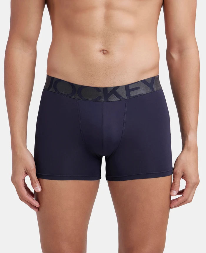 Tactel Microfiber Elastane Stretch Solid Trunk with Moisture Move Properties - Ebony & Navy (Pack of 2)