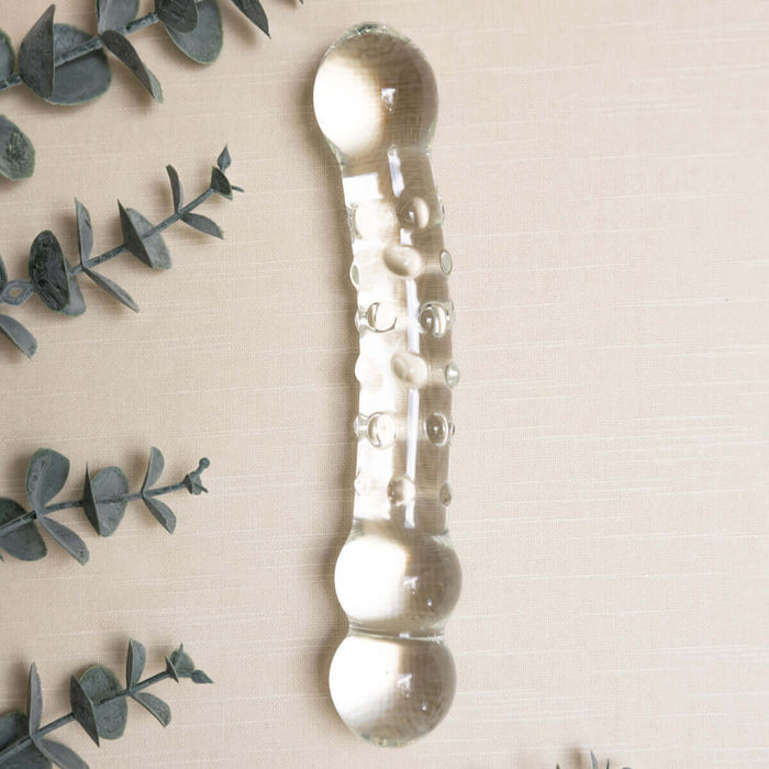 Tansy Dew Drops Glass Dildo – 7.5” Textured Borosilicate Glass