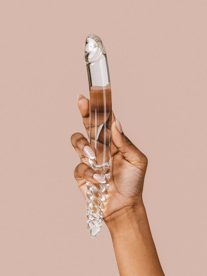 Tansy Helix Glass Dildo – 9” Borosilicate Swirl & Curve Design
