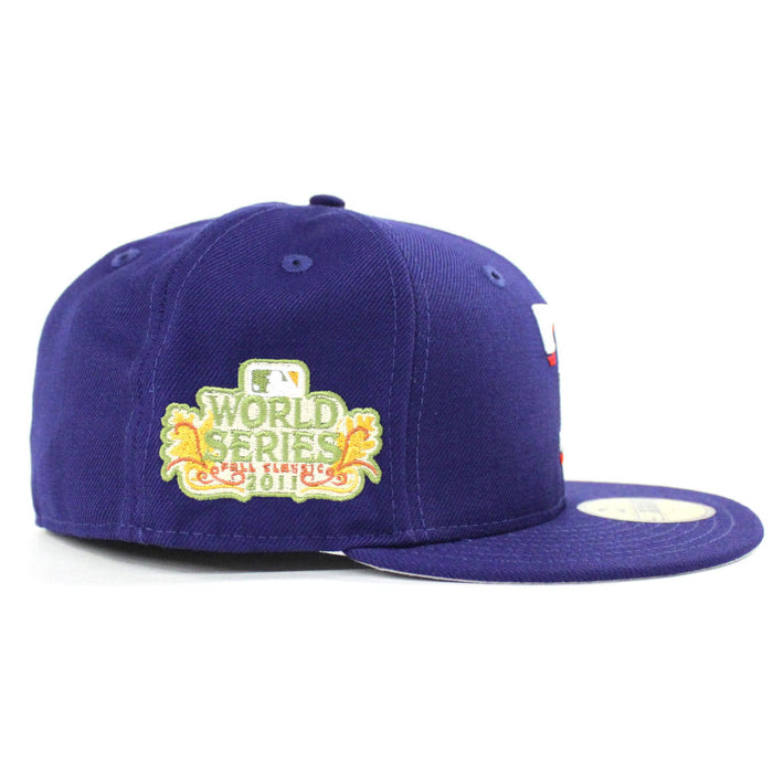 Texas Rangers 2011 World Series New Era 59Fifty Fitted Hat (Blue Gray Under Brim)