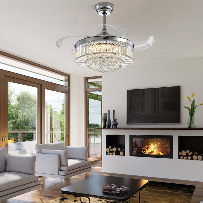 Ventilateur de plafond Presnell à intensité variable avec éclairage LED et télécommande, couleur argent, 122 cm (48 pouces).