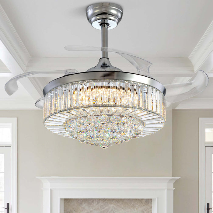Ventilateur de plafond Presnell à intensité variable avec éclairage LED et télécommande, couleur argent, 122 cm (48 pouces).